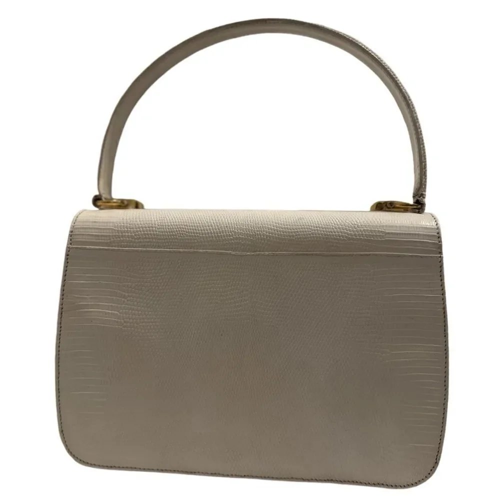 Gucci lizard embossed leather top handle tote